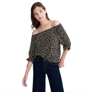 Madewell Silk Off-the-Shoulder Top in Falling Leaves size M F9369